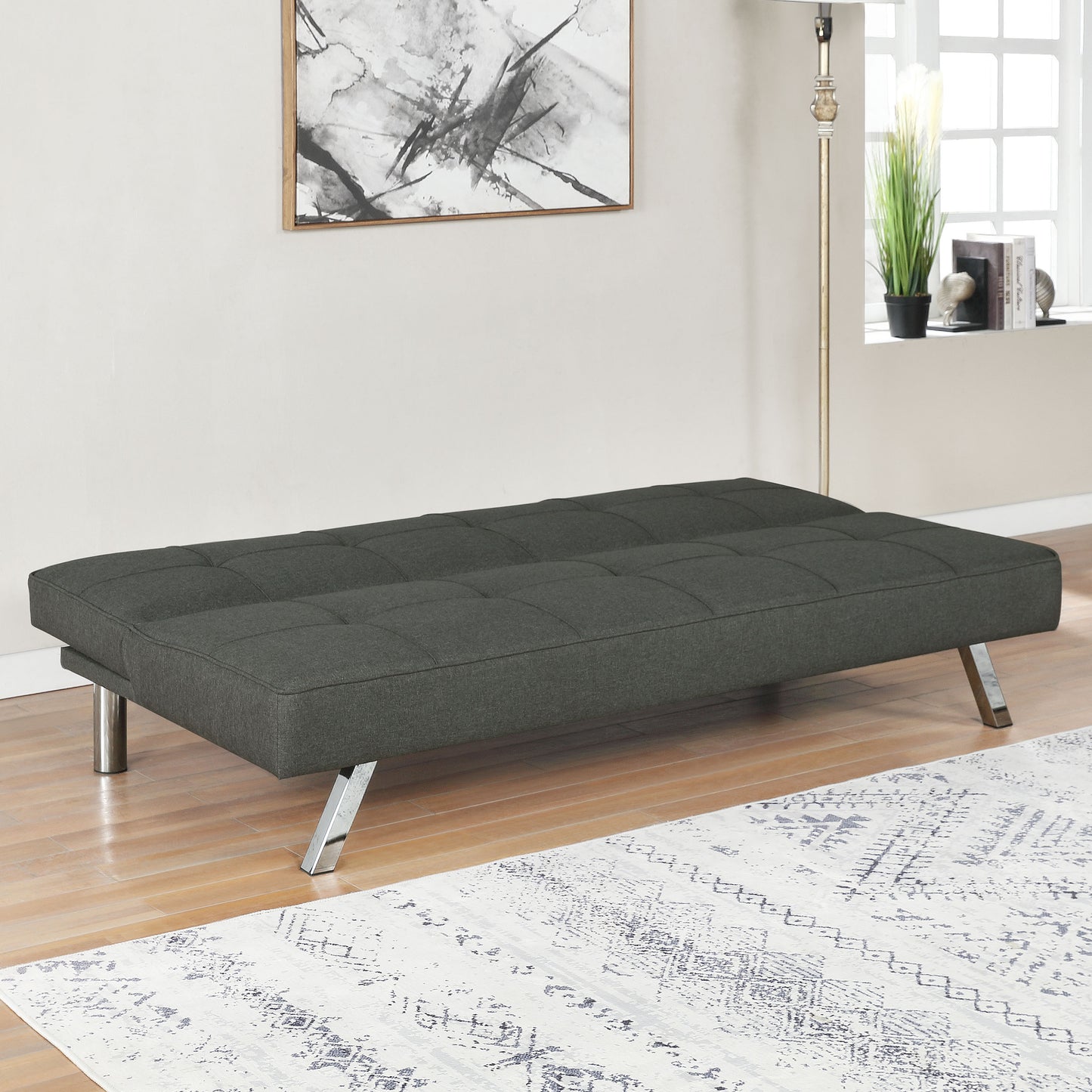 Joel Upholstered Tufted Convertible Sofa Bed Grey