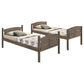 Flynn Wood Twin Over Twin Bunk Bed Weathered Brown