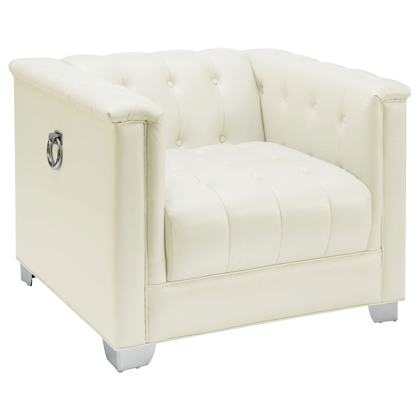 Chaviano Upholstered Track Arm Accent Chair Pearl White