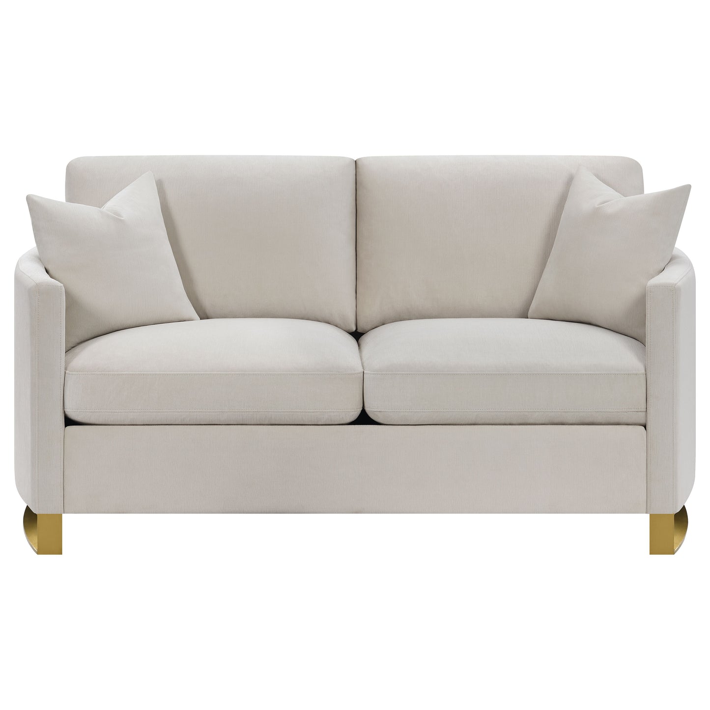 Corliss Upholstered Curved Track Arm Loveseat Beige