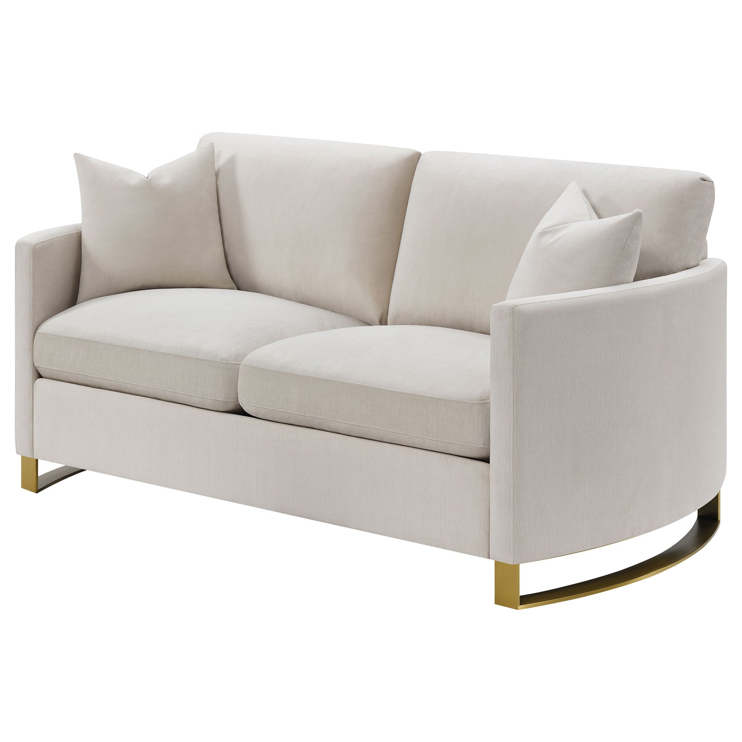 Corliss Upholstered Curved Track Arm Loveseat Beige