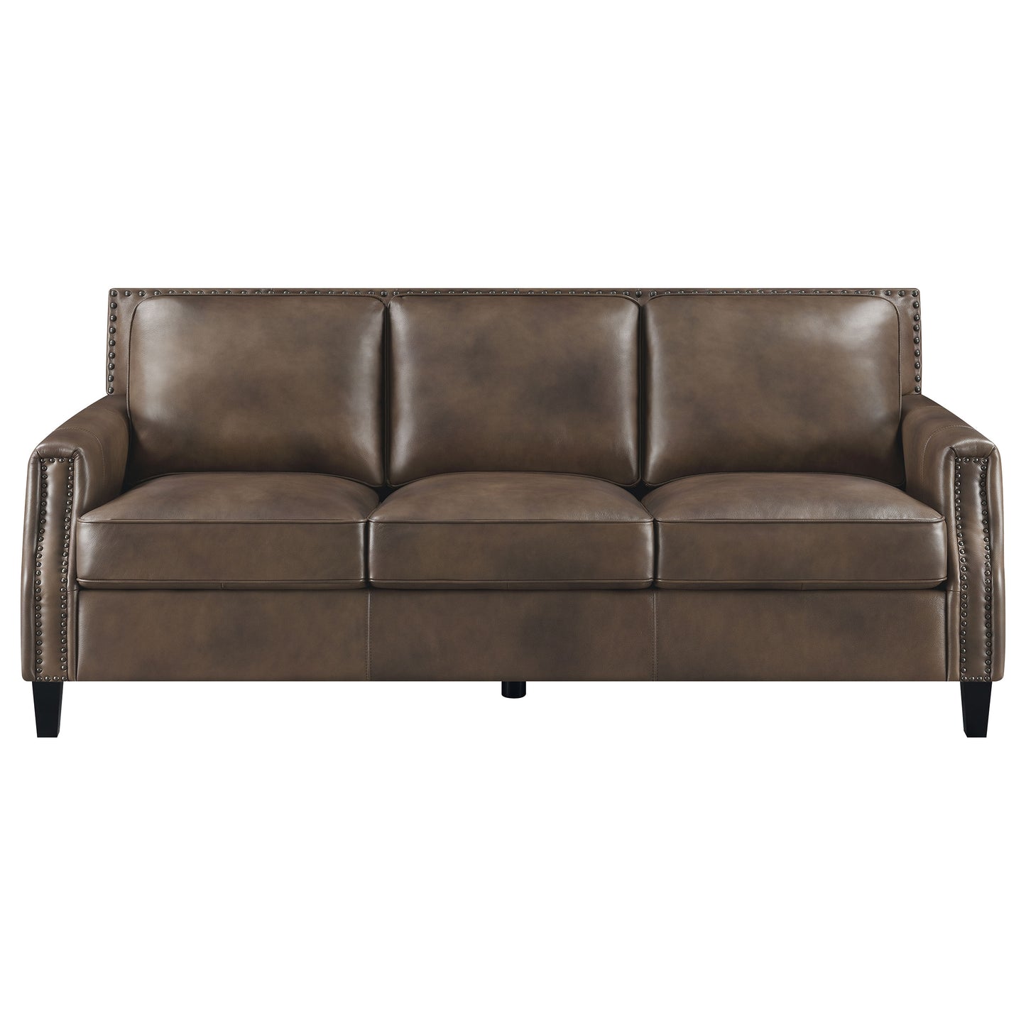 Leaton Upholstered Recessed Arm Sofa Brown Sugar