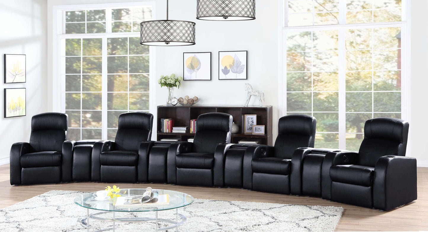 Cyrus Upholstered Track Arm Recliner Black