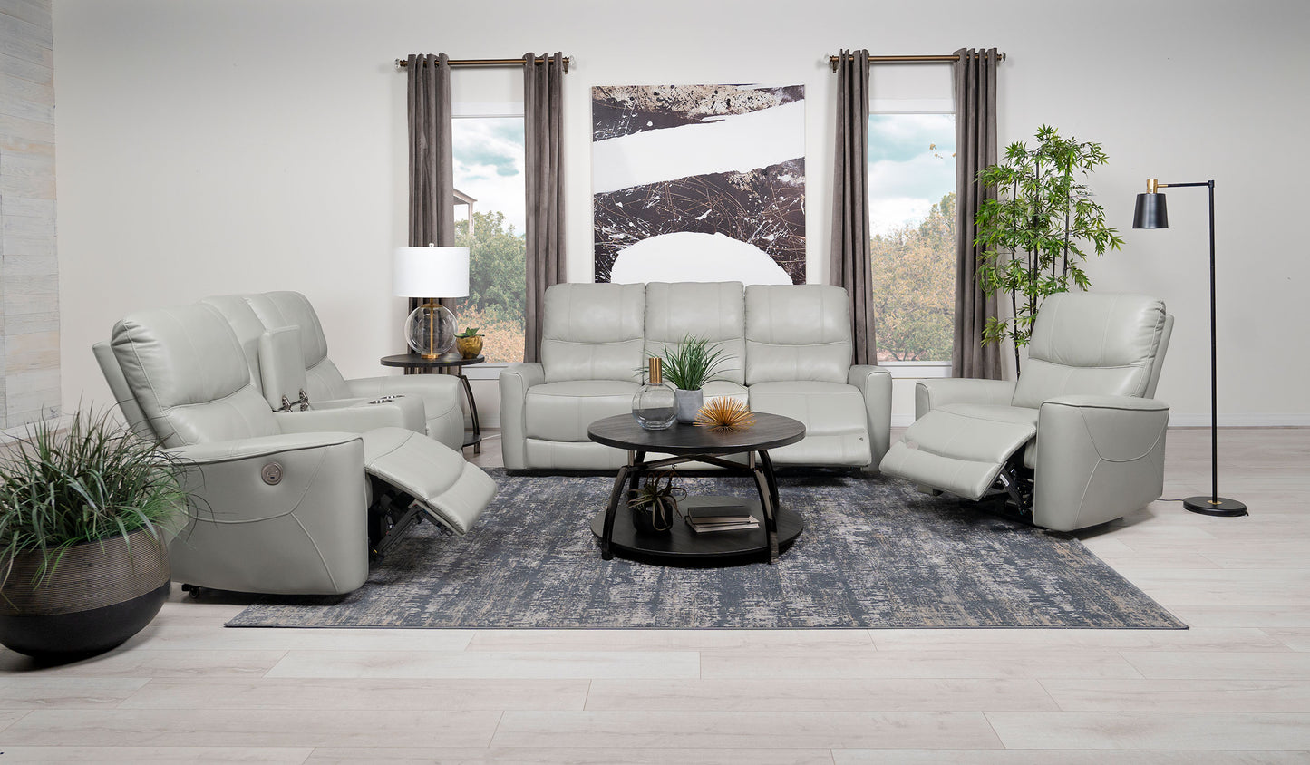 Greenfield Upholstered Power Reclining Sofa Dove Grey