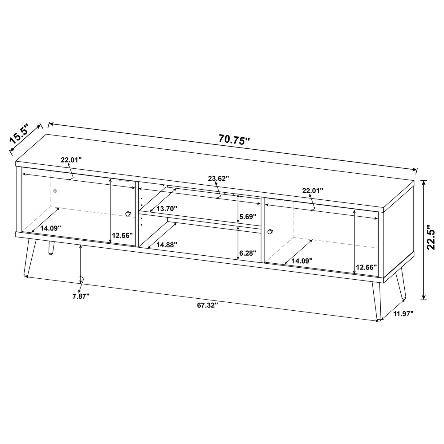 Allie 2-door Engineered Wood 71" TV Stand Distressed Pine