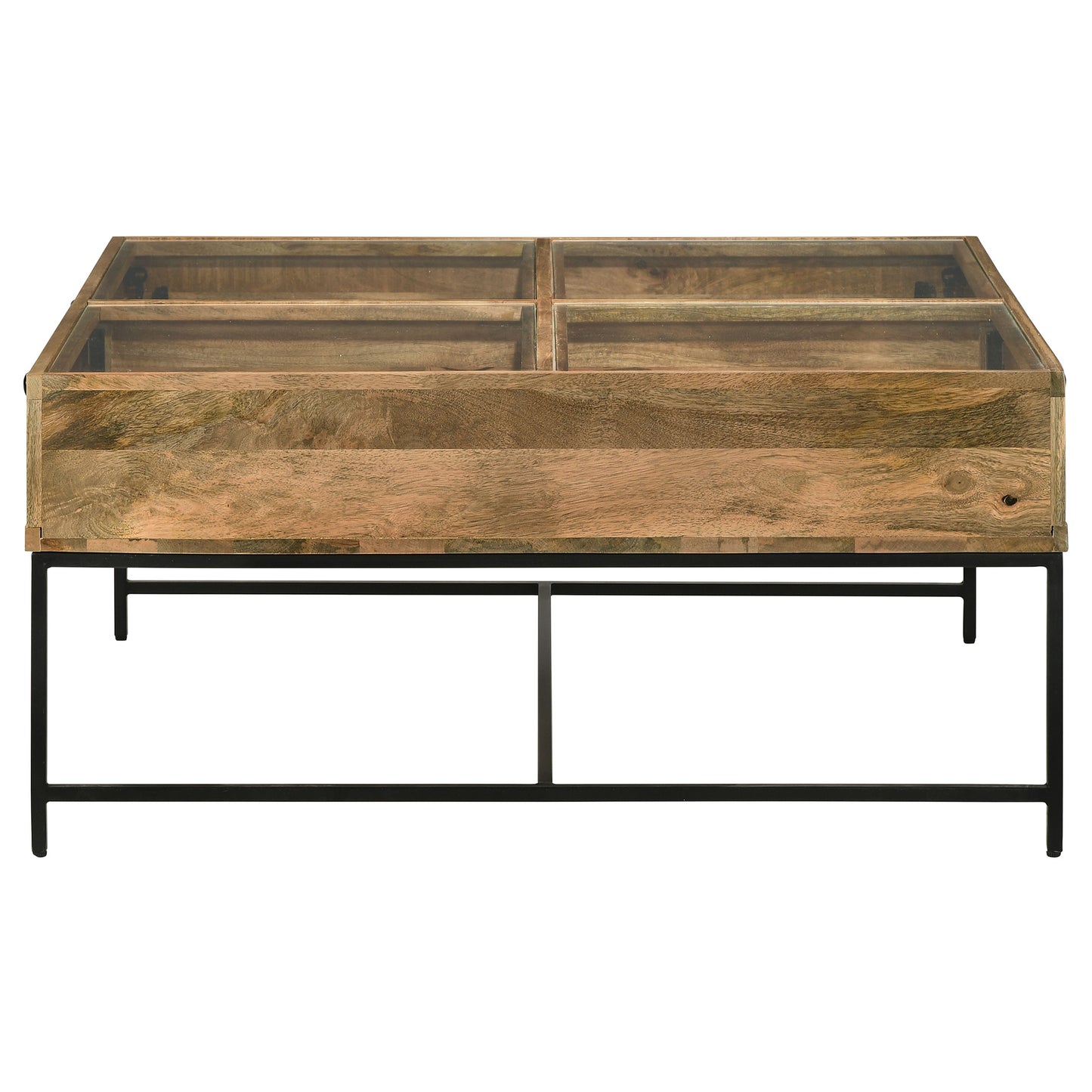 Stephie 4-drawer Square Glass Top Coffee Table Honey Brown