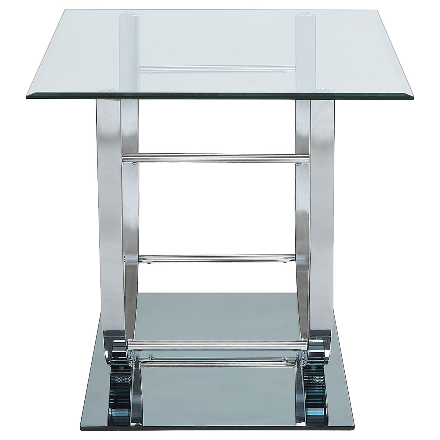 Danville Square U-Shaped Glass Top Side End Table Chrome