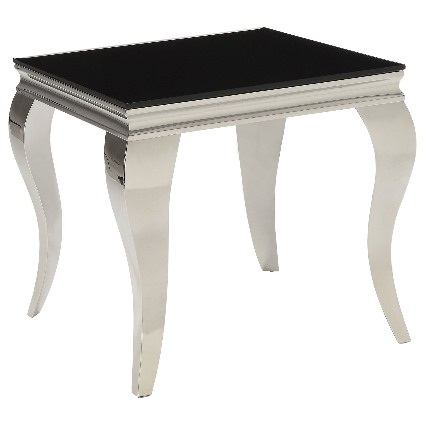 Carone Square Glass Top End Side Table Black and Chrome