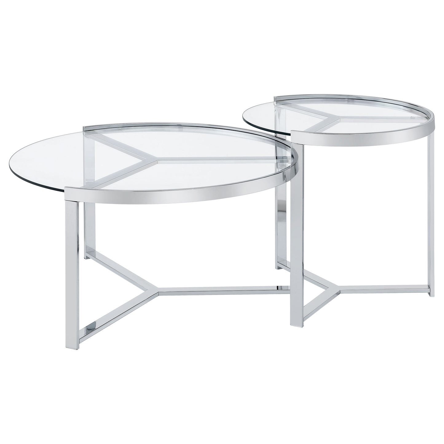 Delia 2-Piece Round Glass Top Nesting Coffee Table Chrome