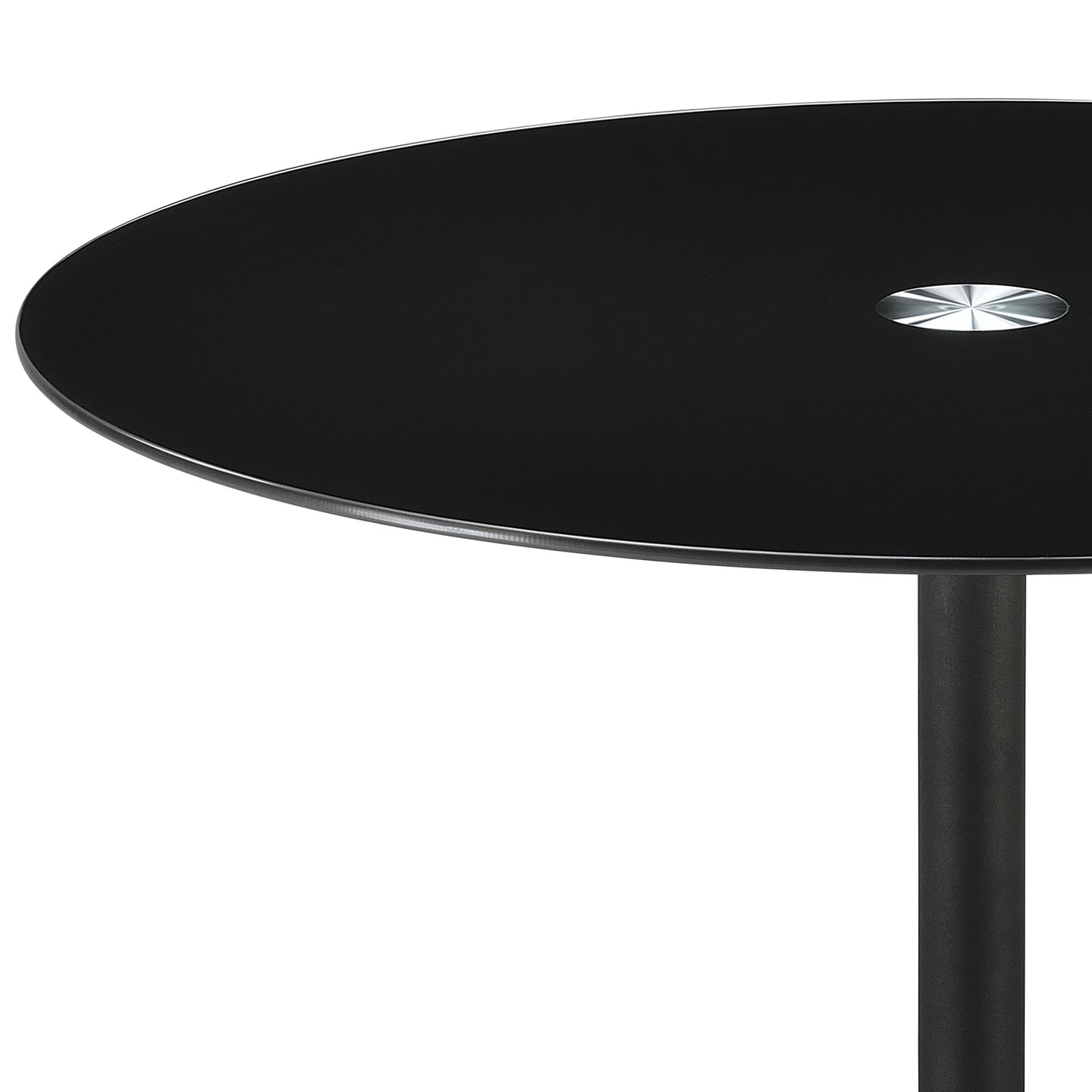 Ganso Round Metal End Table With Tempered Glass Top Black