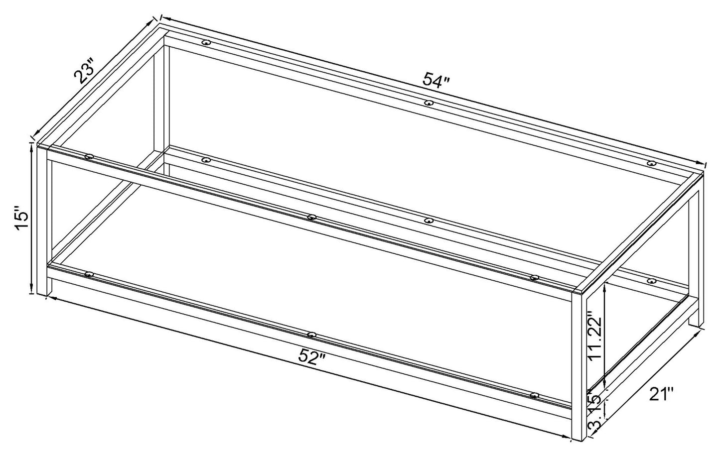 Trini 1-shelf Glass Top Coffee Table Black Nickel