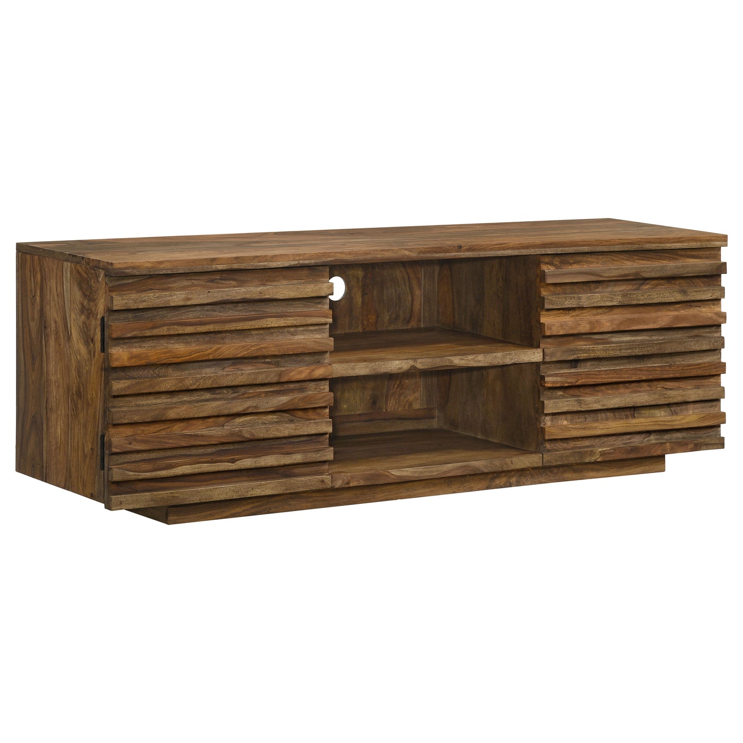 Julia 2-door Solid Sheesham Wood 58" TV Stand Natural