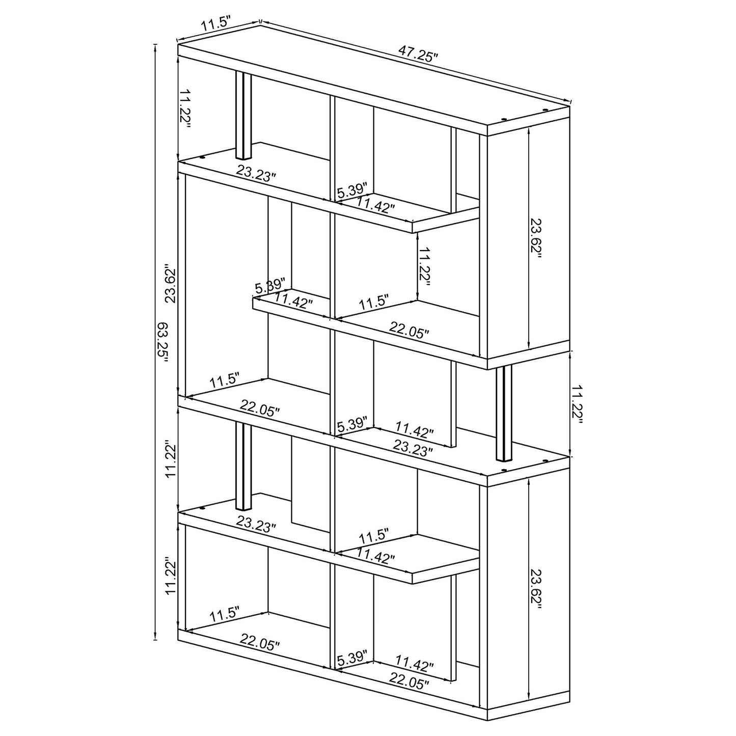 Hoover 63-inch 5-shelf Bookshelf Black