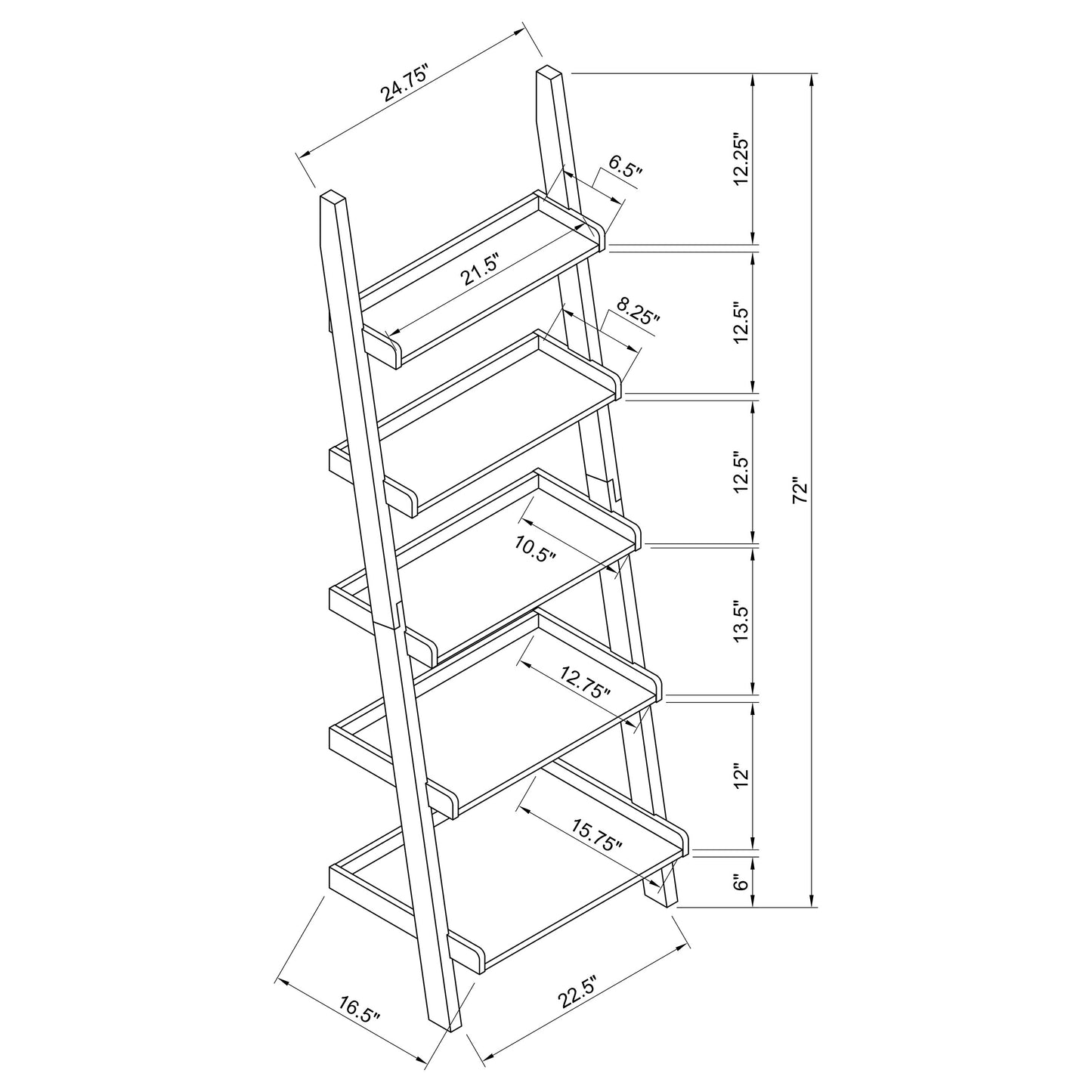 Colella 3-piece Ladder Desk and Bookcase Set Cappuccino