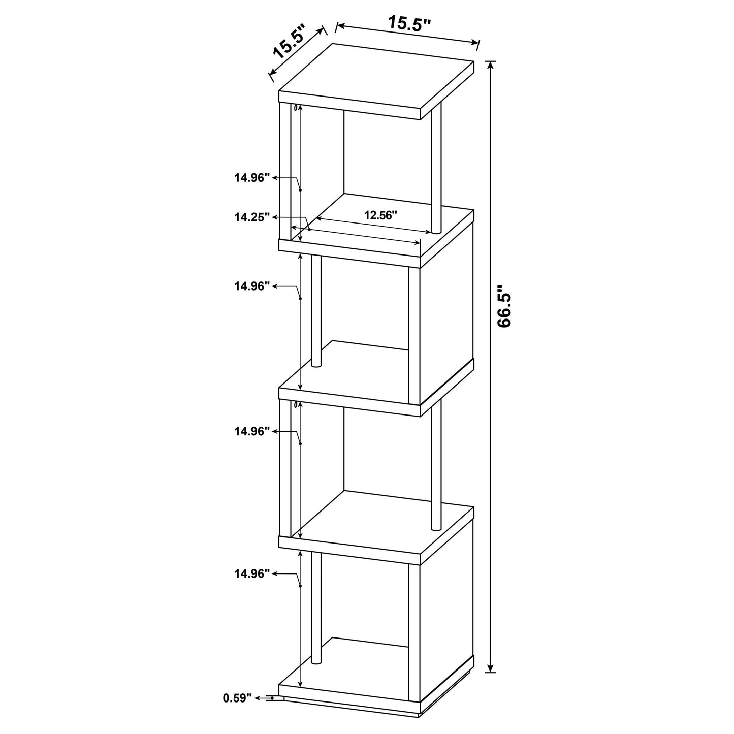 Baxter 67-inch 4-shelf Bookshelf White and Chrome