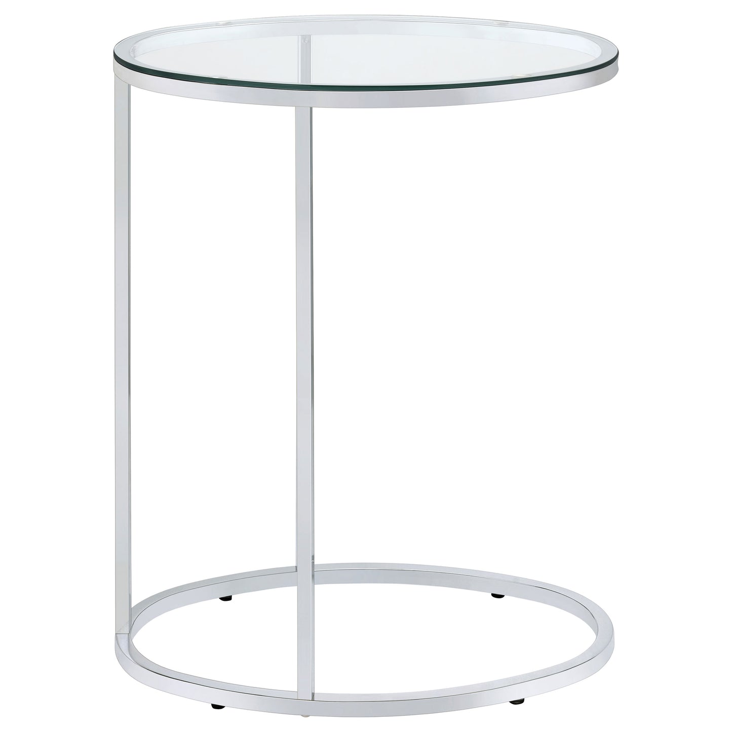 Kyle Oval Glass Top C-Shaped Sofa Side Table Chrome