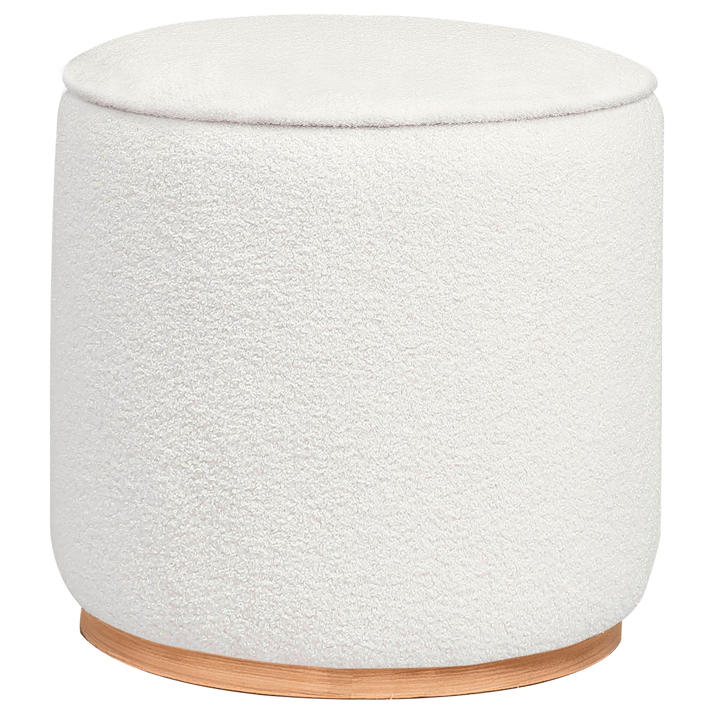 Zena Faux Sheepskin Upholstered Round Ottoman Ivory