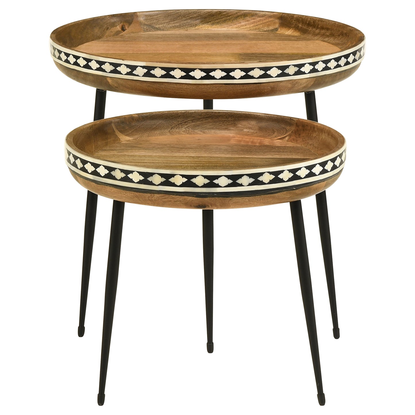 Ollie 2-piece Solid Wood Bone Inlay Nesting Table Natural