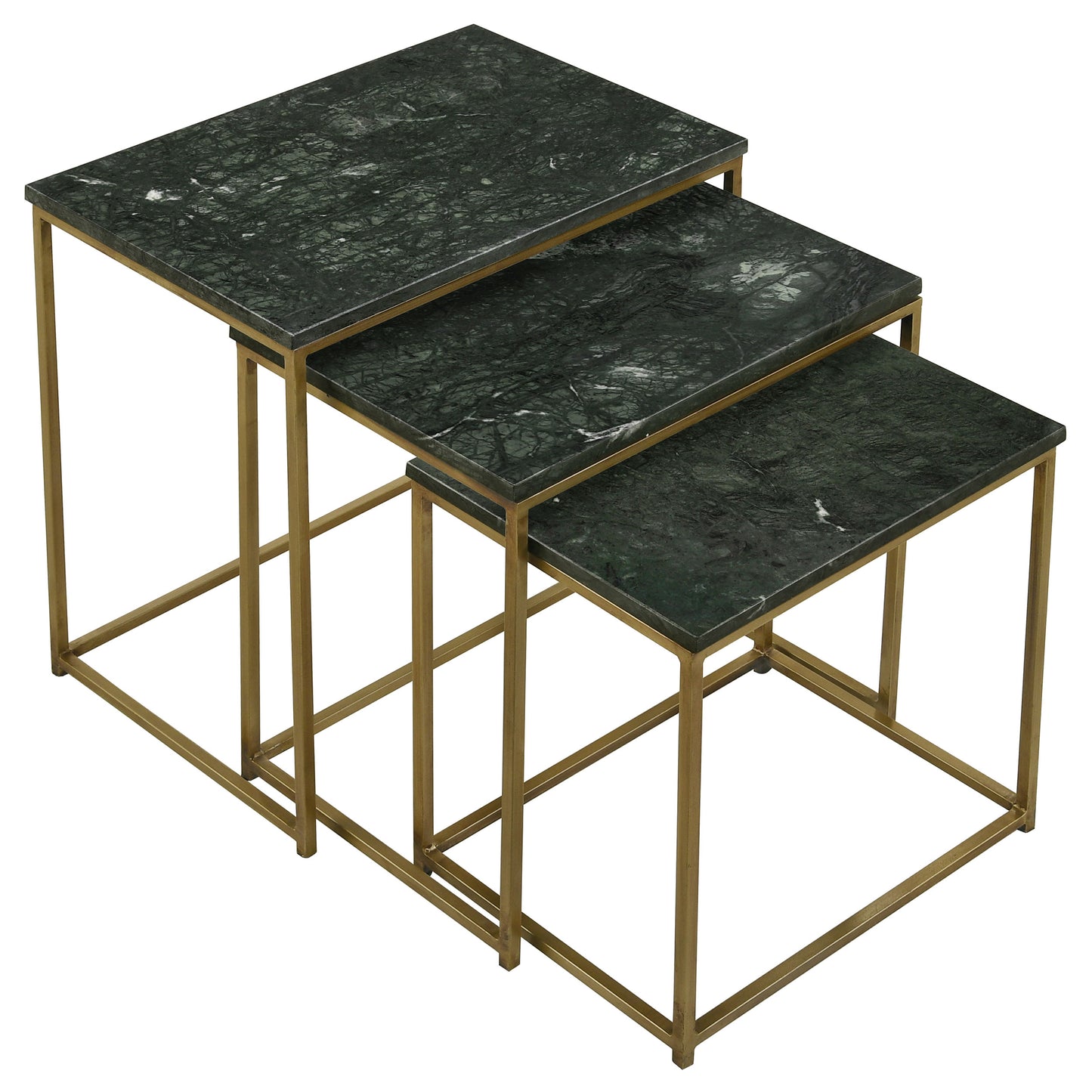 Medora 3-piece Marble Top Nesting Table Set Green