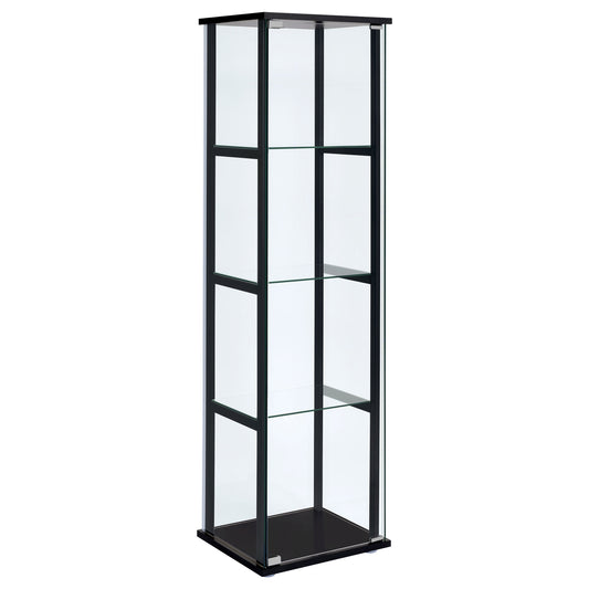 Cyclamen 4-shelf Clear Glass Curio Display Cabinet Black