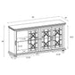 Kovu 4-door Wood Lattice Storage Accent Cabinet Black