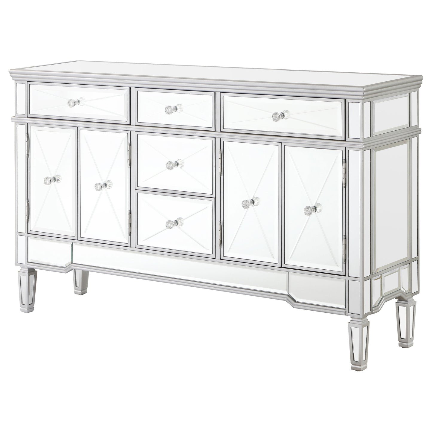 Duchess 5-drawer Mirrored Storage Accent Cabinet Silver