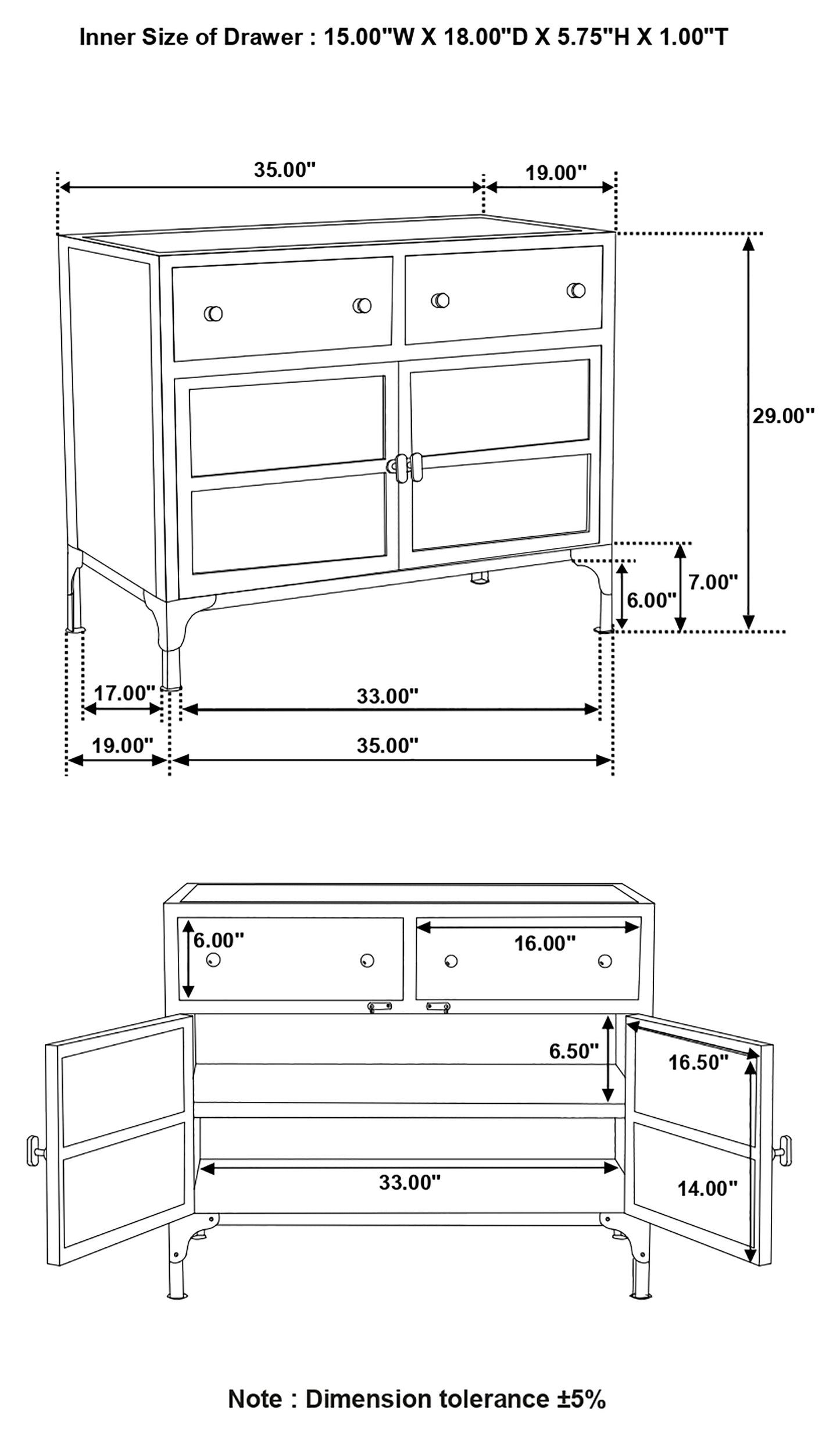 Sadler 2-drawer Metal Accent Storage Cabinet Matte Black