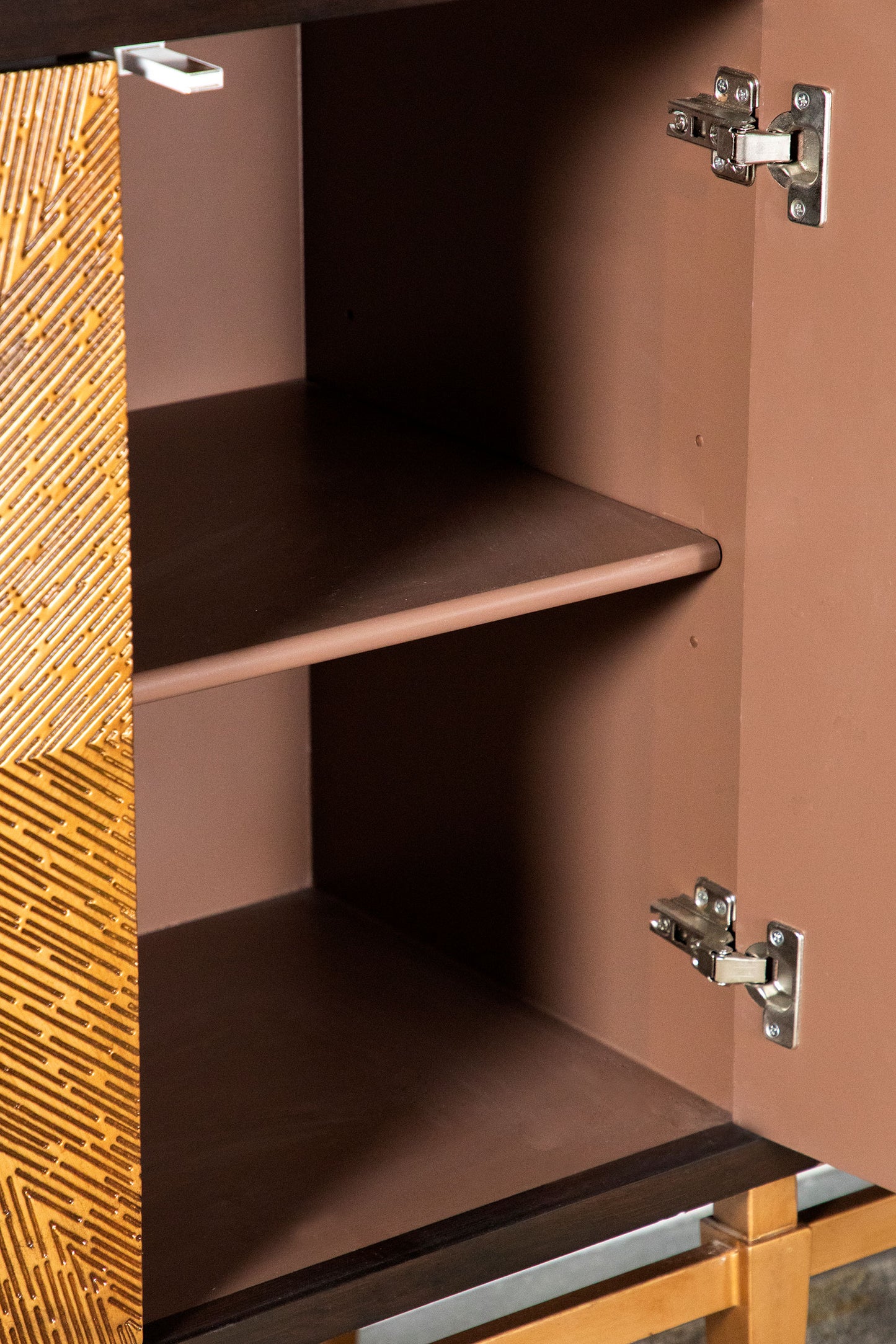 Zira 4-door Wood Parquet Storage Accent Cabinet Brown
